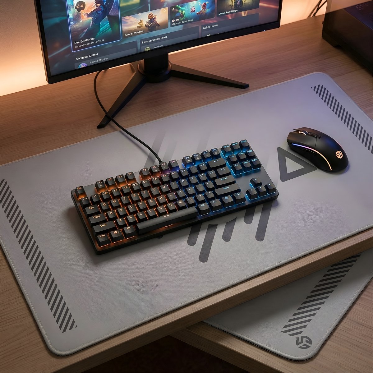 Geometrische Retro Muismat – Wit