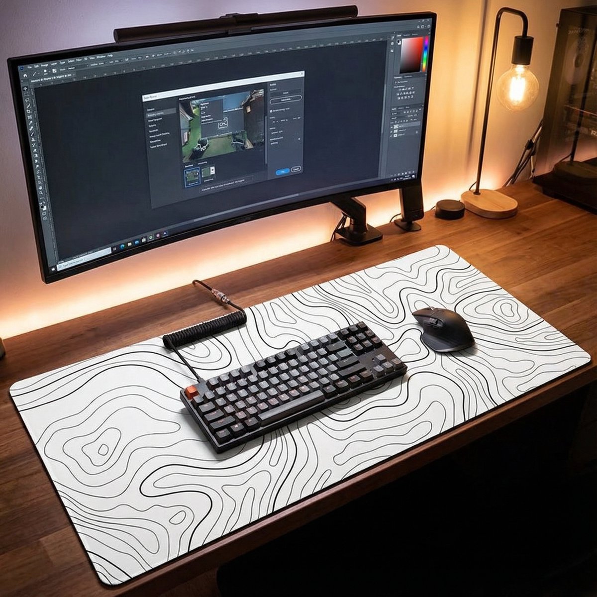 White Topographic muismat